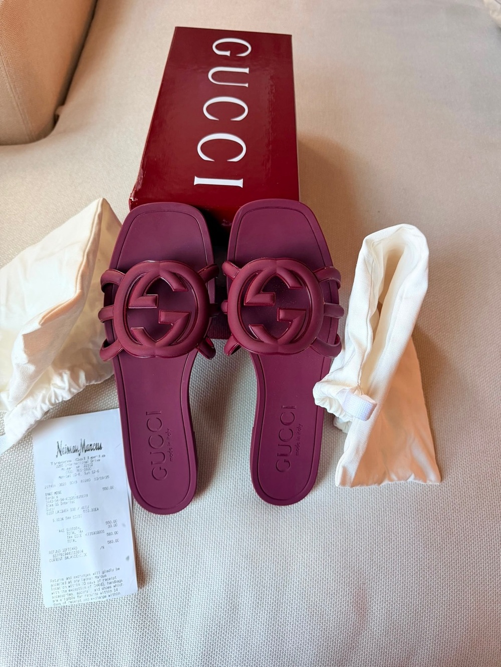 Gucci Women's Burgundy Interlocking GG Slide Sandals